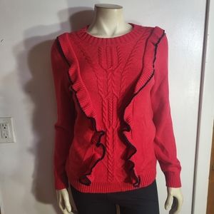 Draper James Red Ruffle Sweater Sz M